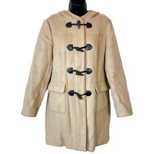 Ann Taylor Loft Camel Wool Toggle Coat with Hood